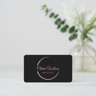Cartão De Visita Código QR preto monogramado de Salão Elegante Mode