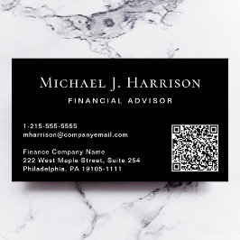 Cartão De Visita Código QR preto profissional