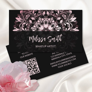 Cartão De Visita Código QR   Preto-rosa-claro