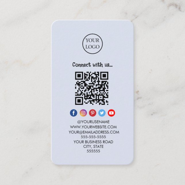 Cartão De Visita Código Qr Professional Mídia social Conecte-se con (Frente)
