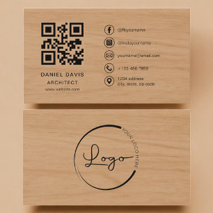 Cartão De Visita Código QR Profissional Arquiteto Madeira