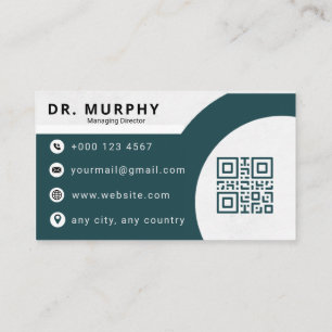 Cartão De Visita Código QR Profissional Azul-Marinho Moderno