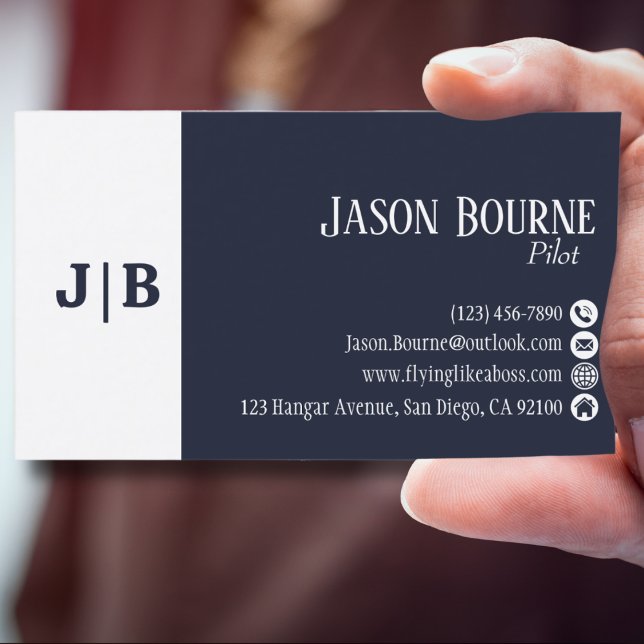 Cartão De Visita Código QR Profissional Branco Azul Moderno Simples (Criador carregado)