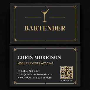 Cartão De Visita Código QR Profissional de Barman