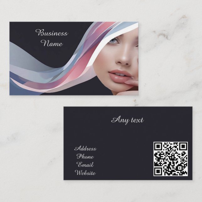 Cartão De Visita Código QR profissional de beleza personalizada (Frente/Verso)