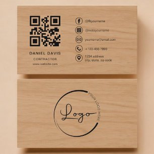 Cartão De Visita Código QR Profissional de Carpintaria para Empreit