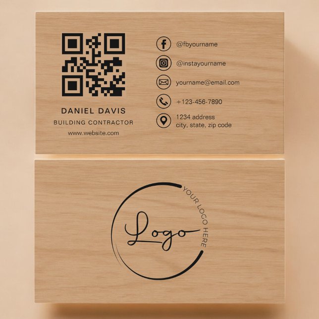 Cartão De Visita Código QR Profissional de Empreiteiro de Construçã (Criador carregado)