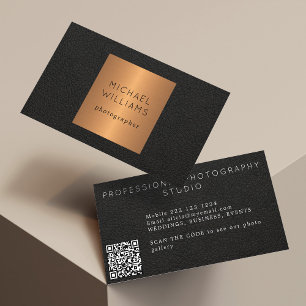 Cartão De Visita CÓDIGO QR - profissional de luxo negro de ouro mod