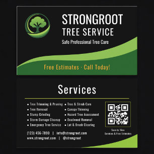 Cartão De Visita Código QR Profissional de Serviço de Árvores Arbor