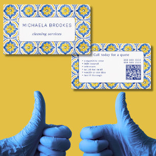 Cartão De Visita Código QR profissional dos serviços de limpeza
