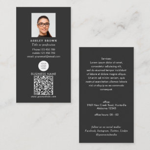 Cartão De Visita Código QR profissional Foto do logotipo Simples M
