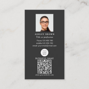 Cartão De Visita Código QR profissional Foto do logotipo Simples M