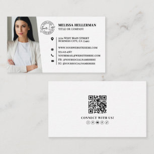 Cartão De Visita Código QR Profissional Foto Seu Logotipo