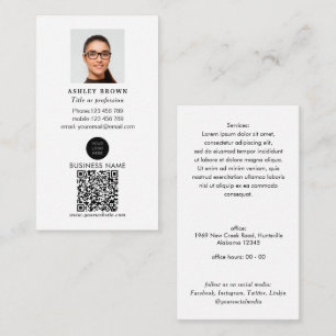 Cartão De Visita Código QR profissional Foto simples de patrimôni
