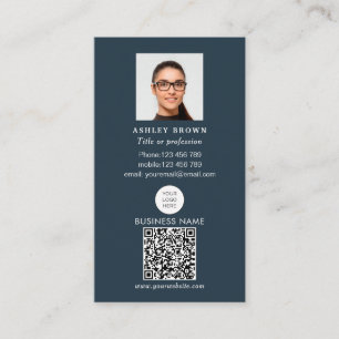 Cartão De Visita Código QR profissional Foto simples de propriedad