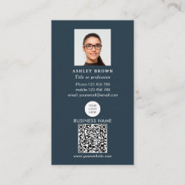 Cartão De Visita Código QR profissional Foto simples de propriedade
