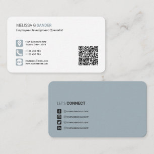 Cartão De Visita Código QR profissional mídia social azul empoeir
