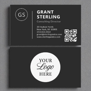 Cartão De Visita Código QR profissional mínimo do logotipo branco p