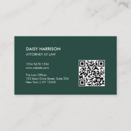 Cartão De Visita Código QR profissional mínimo Emerald Green