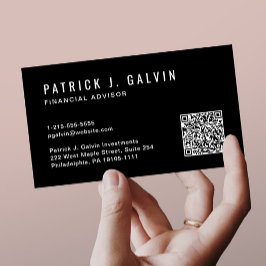 Cartão De Visita Código QR profissional mínimo preto