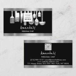 Cartão De Visita Código QR Restaurante do Cozinhar de Chef Pessoal 