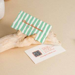 Cartão De Visita Código QR Retroativo Desenho Escrito Colorido