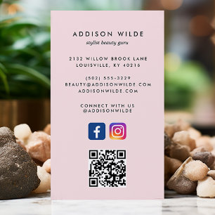 Cartão De Visita Código QR Rosa Choque para Redes Sociais Instagram