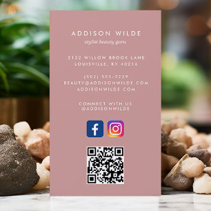 Cartão De Visita Código QR Rosa Empolado Mídia Social Instagram Fac