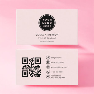 Cartão De Visita Código QR rosa para o Blush da Empresa Profissiona