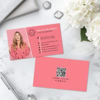 Código QR Rosa Profissional Foto Seu Logotipo