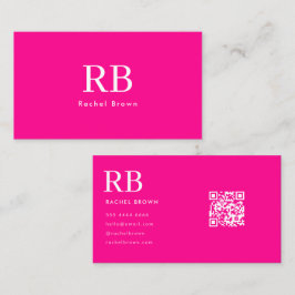 Cartão De Visita Código QR Rosa Quente Simples