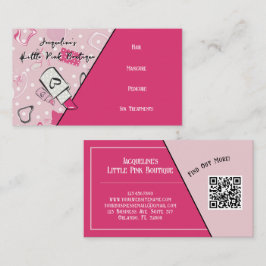 Cartão De Visita Código QR Rosa Salão Feminino Meados do Século III