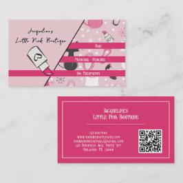 Cartão De Visita Código QR Rosa Salão Femininos Meados do Século