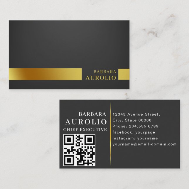 Cartão De Visita Código QR | Rustic Kraft Modern Na moda Profession (Frente/Verso)