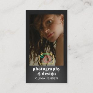 Cartão De Visita Código QR simples de fotografia de Cheio de fotogr