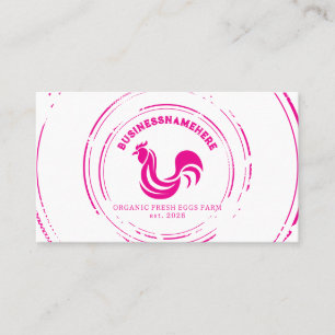 Cartão De Visita Código QR Simples de Frango Branco Rosa