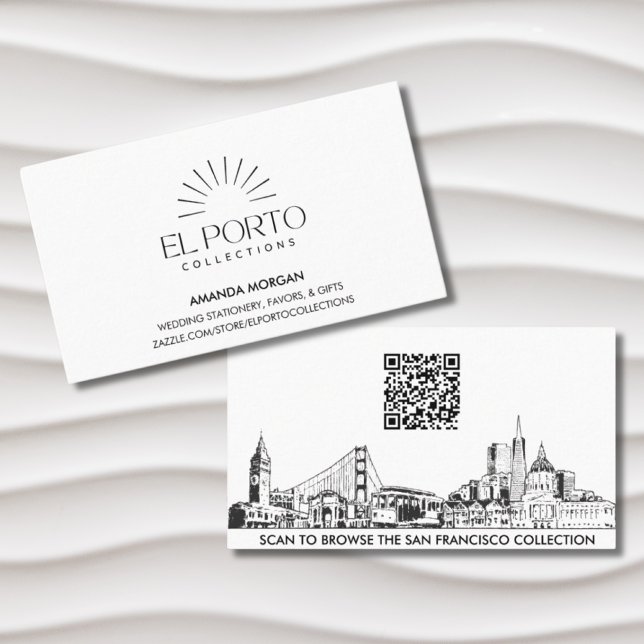 Cartão De Visita Código QR Simples de São Francisco Skyline Elegant (San Francisco Business Cards)