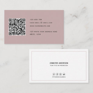 Cartão De Visita Código QR Simples Limpo Elegante Minimalista Mode