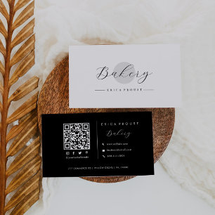 Cartão De Visita Código Qr Simples Minimalista do Círculo de cinza