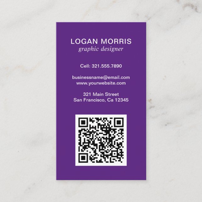 Cartão De Visita Código QR Simples Moderno (Frente)