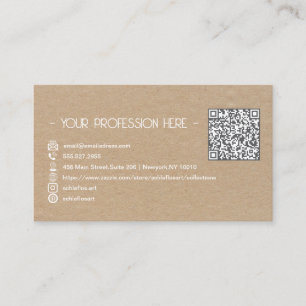 Cartão De Visita Código QR Simples Moderno Mínimo Instagram Castanh