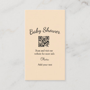 Cartão De Visita Código QR simples para chá de bebê rosa adicionar 