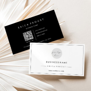 Cartão De Visita Código Qr Simples Preto e Branco