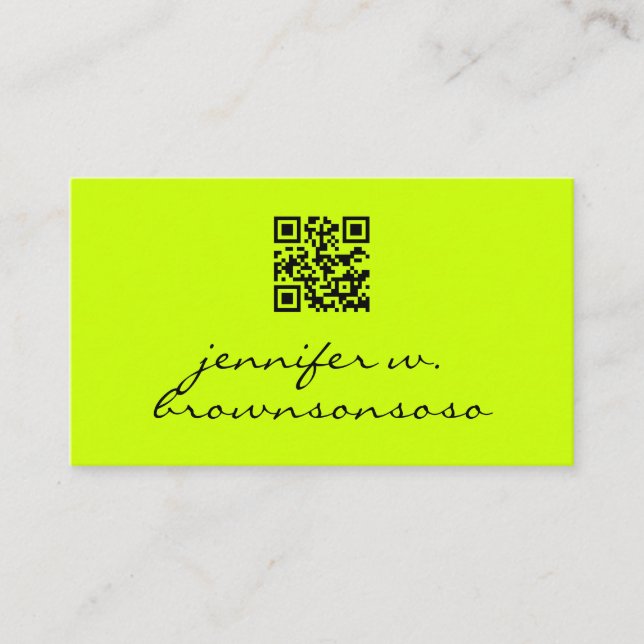 Cartão De Visita Código qr simples verde neon (Frente)