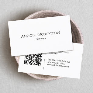 Cartão De Visita Código QR Simples White Modern Professional