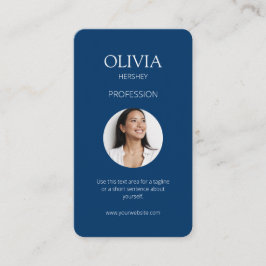 Cartão De Visita Código QR social de foto azul/branco