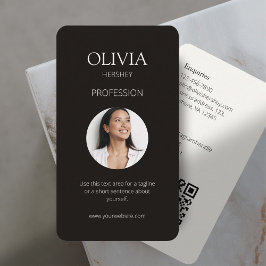 Cartão De Visita Código QR Social de Foto de Marfim preto e cremoso