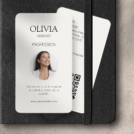 Cartão De Visita Código QR Social de Foto de Marfim preto e cremoso