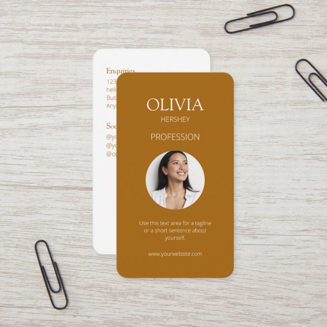 Cartão De Visita Código QR Social de Foto White / Terracotta (Frente/Verso In Situ)