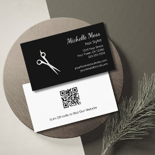 Cartão De Visita Código QR Tesoura Estilhadora de Cabelo Moderno Pr
